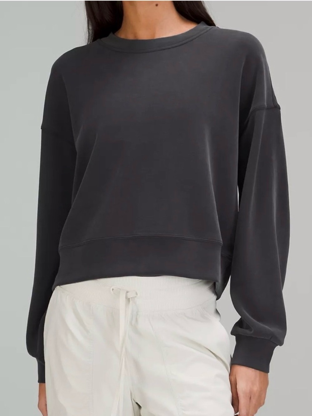 🌸 Lululemon Softstreme Perfectly Oversized Cropped Crew 🌸 Size 4 | Black